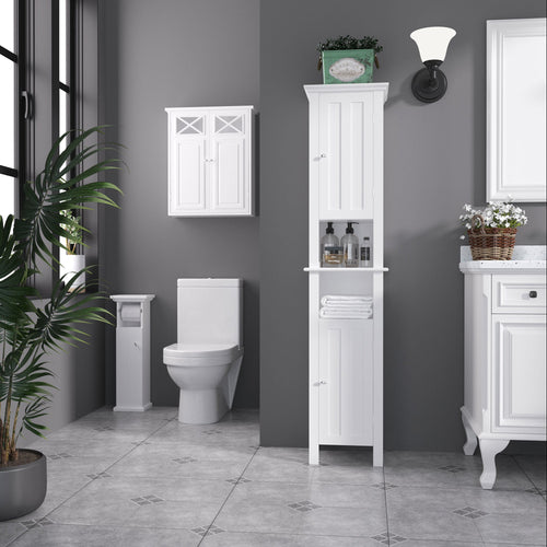 Bathroom Wall Cabinet, Medicine Cabinet, Over Toilet Storage Cabinet with Adjustable Shelf for Hallway, Living Room, White