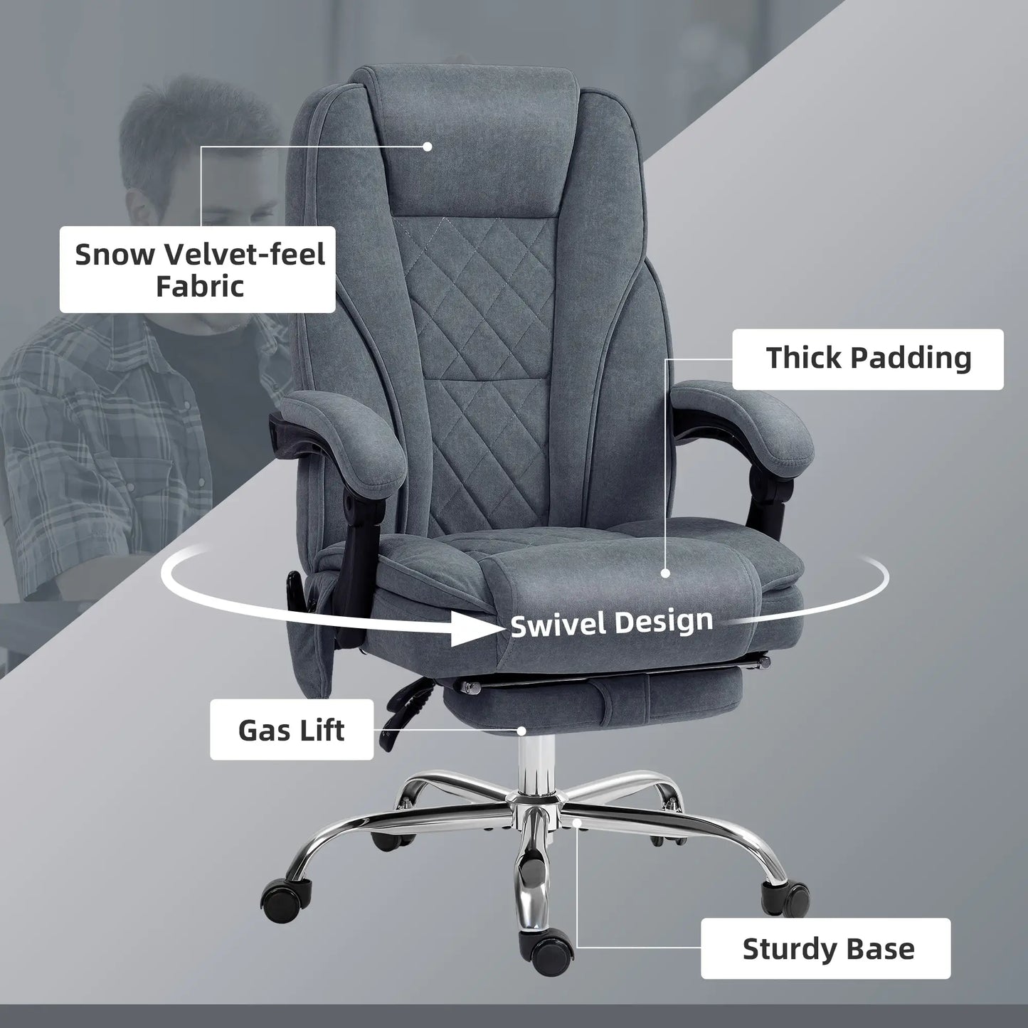 Massage Office Chair, Reclining Computer Chair, Adjustable Height, Footrest, Dark Grey Massage Chairs at Gallery Canada