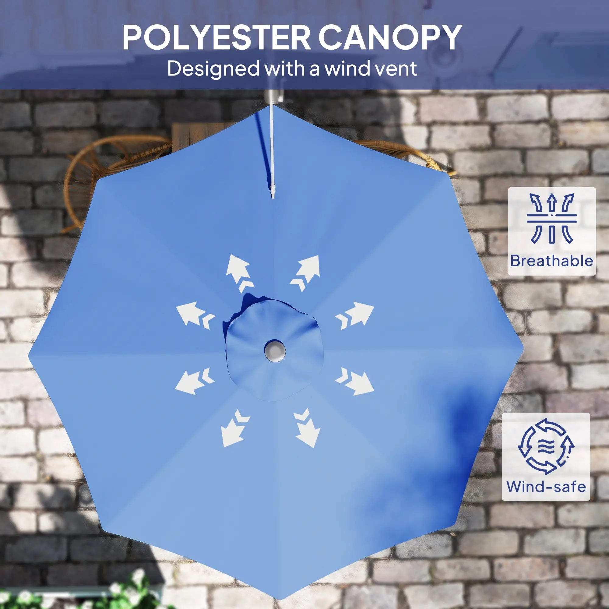 9.6 x 9.6 ft Wall Mounted Umbrella, Rotating Patio Parasol, Dark Blue Sun Umbrellas at Gallery Canada