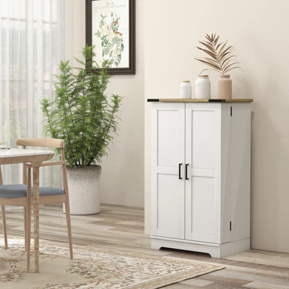 Farmhouse Kitchen Pantry Cabinet, Adjustable Shelves, White Cream Kitchen Pantry Cabinets at Gallery Canada