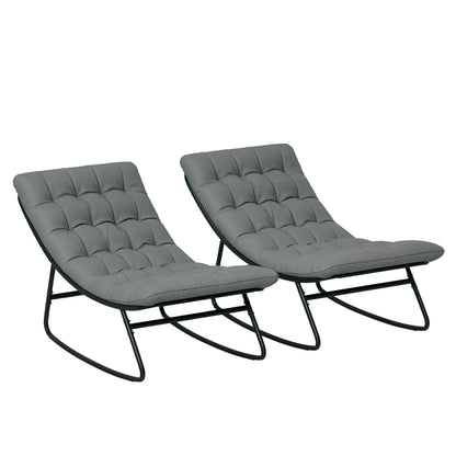 Outdoor Rocking Chair Set of 2 with Cushion, Steel Frame, Grey Outdoor Rocking Chairs at Gallery Canada