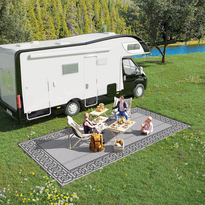 Portable Outdoor Rug, 9' x 18', Waterproof, Reversible, Black and Grey Outdoor Reversible Rugs at Gallery Canada