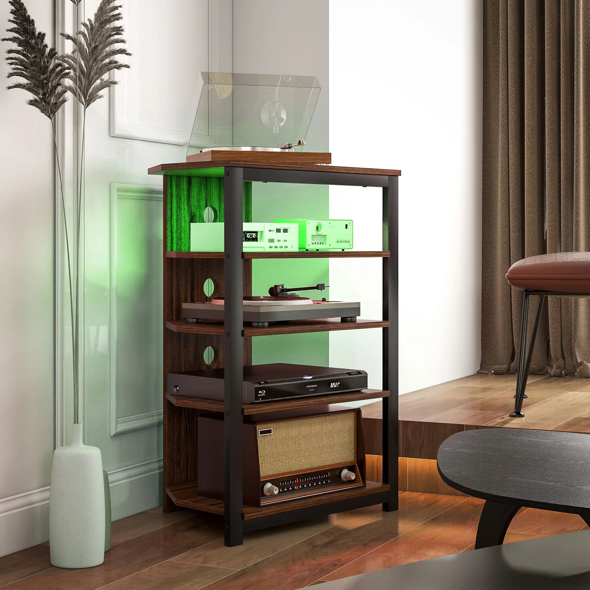 TV Stand for 29" TVs, 4-Tier Storage Shelves, LED Lights TV Stands at Gallery Canada