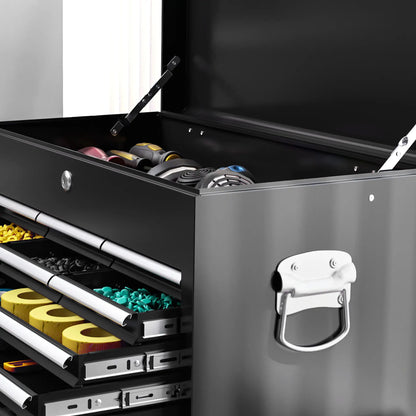 14 Drawer Rolling Tool Chest, Lockable Storage Cabinet, Detachable Toolbox, Black Tool Organizers at Gallery Canada