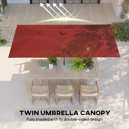 Double-Sided Patio Umbrella with Tilt, Adjustable Height, 12 Ribs, Wine Red Sun Umbrellas at Gallery Canada