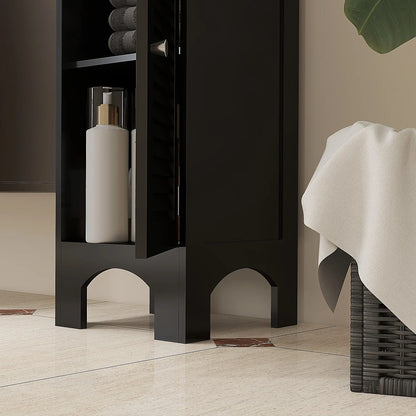 Narrow Tall Bathroom Storage Cabinet with Shelves, Doors, Black Bathroom Cabinets at Gallery Canada