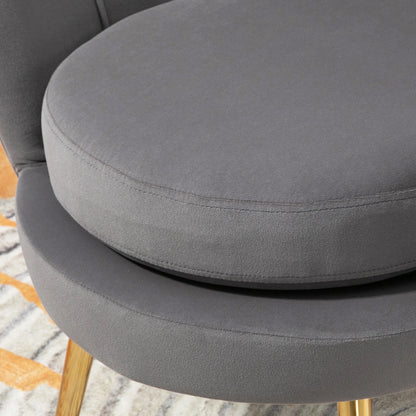 Modern Accent Chair, Velvet-Touch Fabric Leisure Club Chair with Gold Metal Legs for Bedroom, Grey Accent Chairs at Gallery Canada