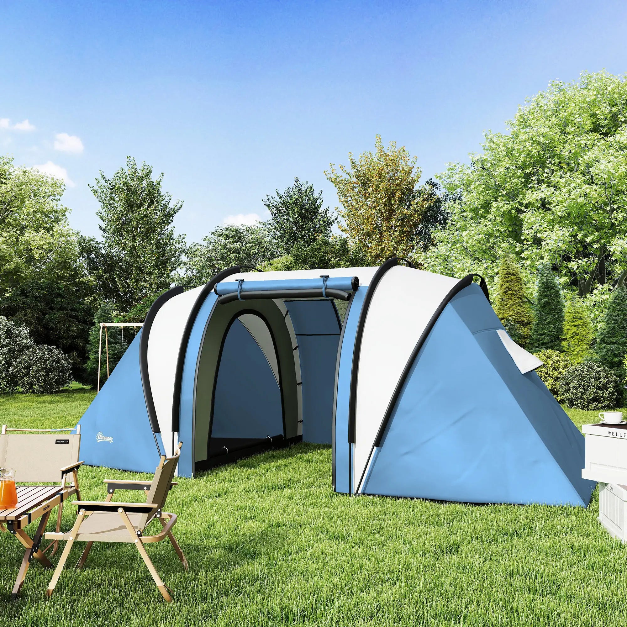 Camping Tent, 2 Bedrooms, Living Area, 3000mm Waterproof, Blue Camping Tents at Gallery Canada