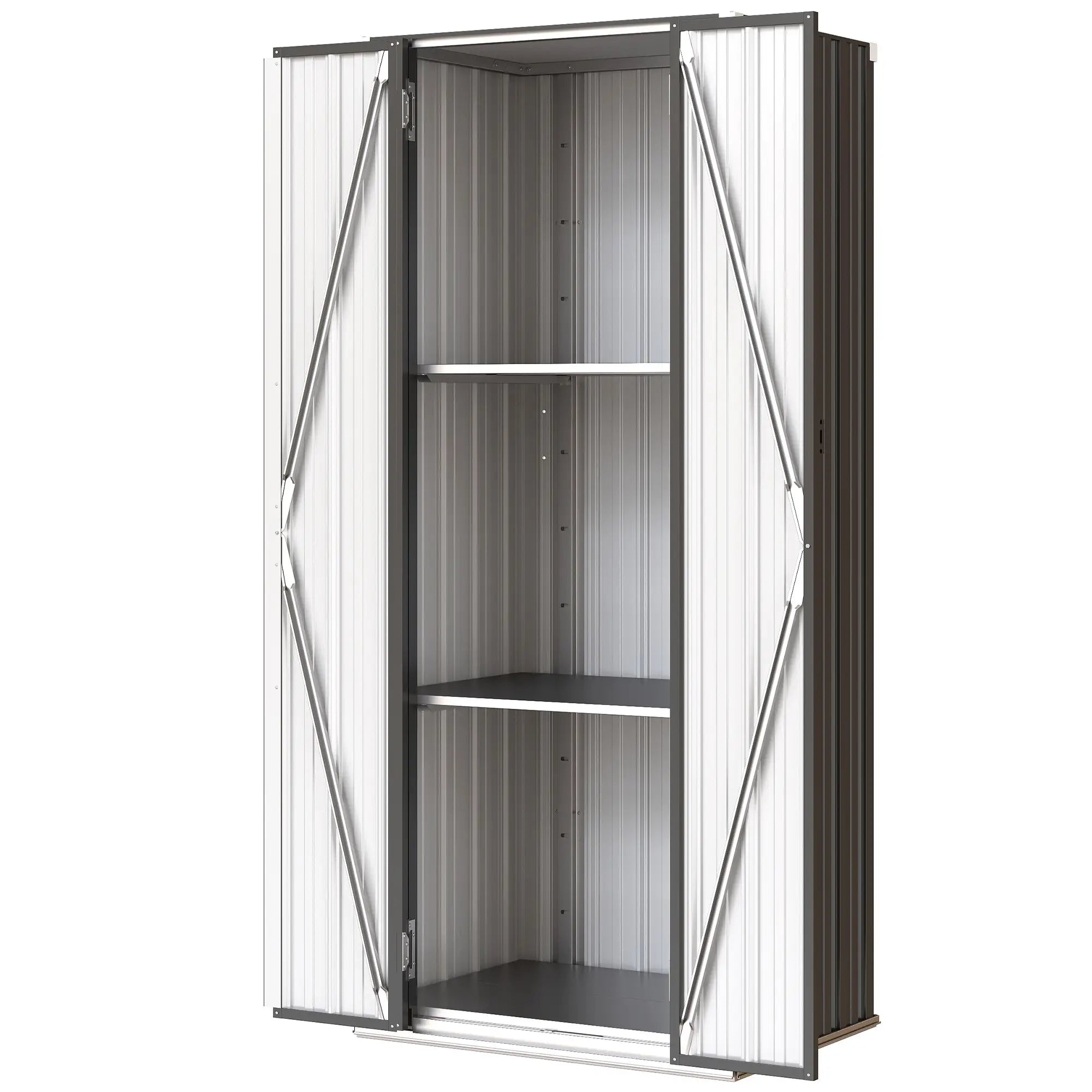 Outdoor Storage Shed, Adjustable Shelves, Metal Garden Shed, Double Doors Sheds Dark Grey at Gallery Canada
