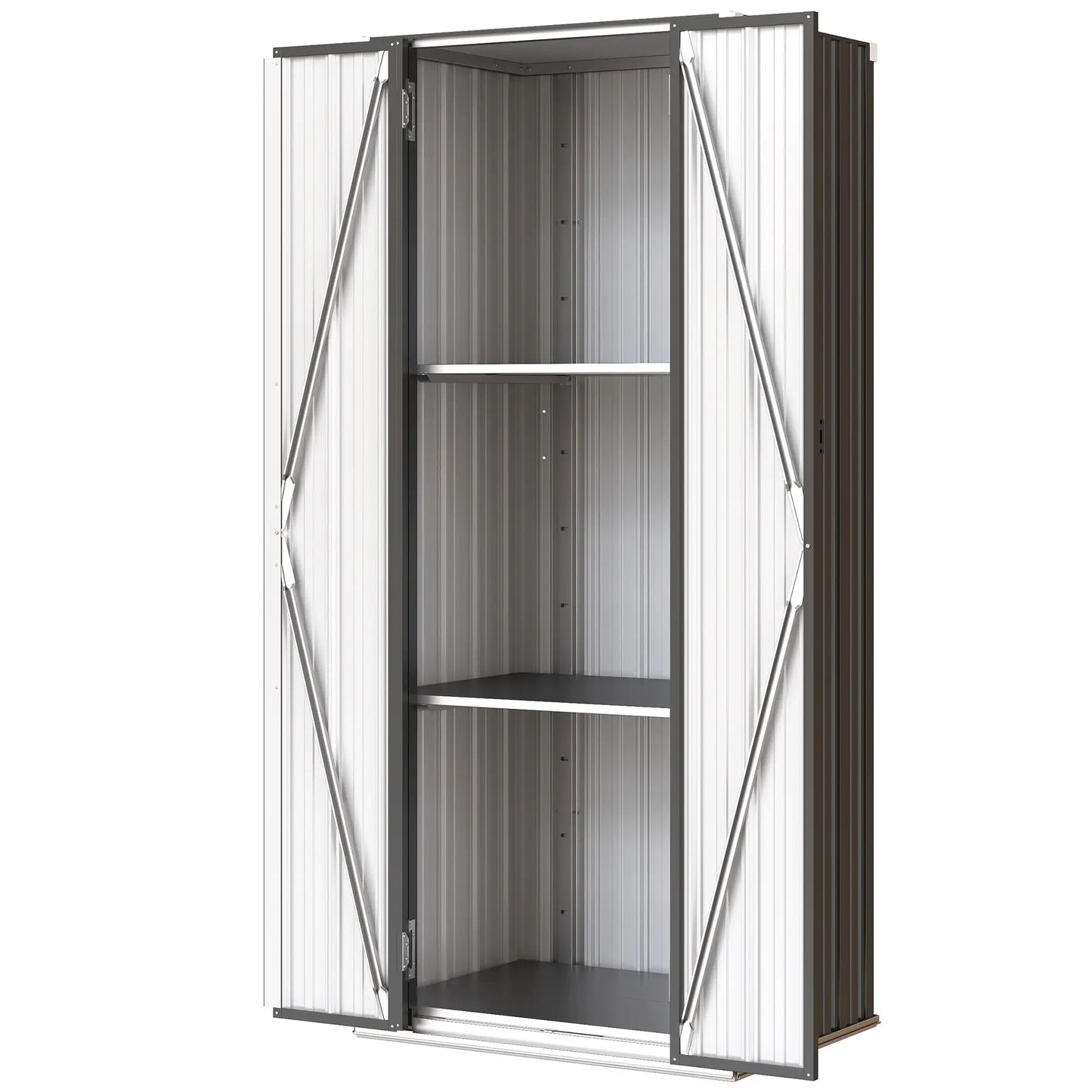 Outdoor Storage Shed, Adjustable Shelves, Metal Garden Shed, Double Doors Sheds Dark Grey at Gallery Canada