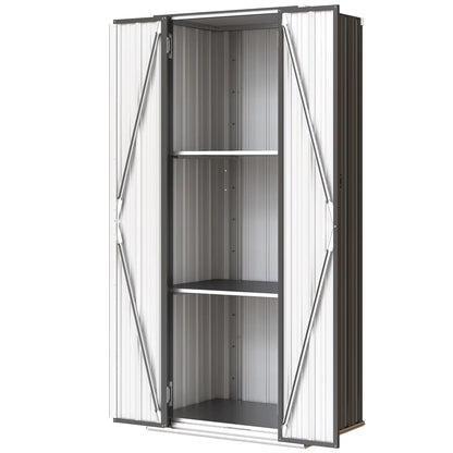 Outdoor Storage Shed, Adjustable Shelves, Metal Garden Shed, Double Doors Sheds Dark Grey at Gallery Canada