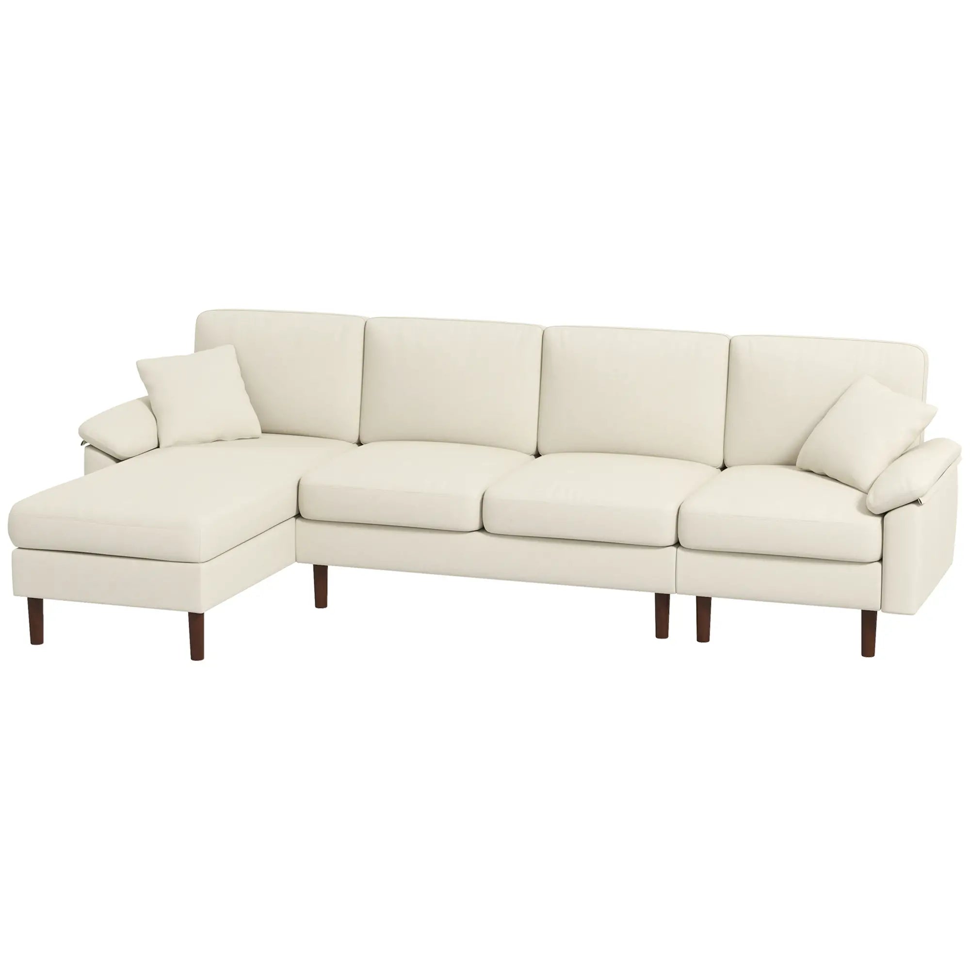 L-Shape Sectional Sofa, Changeable Chaise Lounge, Cream White 3-Seater Sofas Cream White, Brown at Gallery Canada
