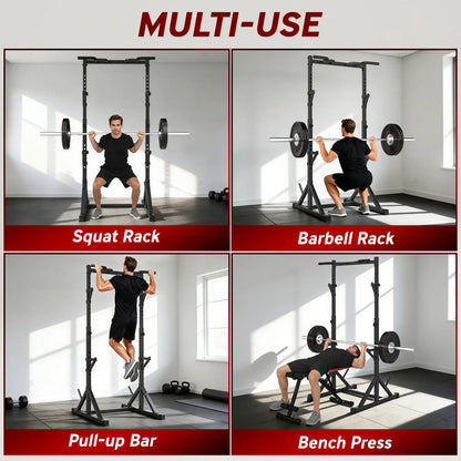 Adjustable Squat Rack, Bench Press Rack With Weight Plate Holders, Black Dumbbells & Barbells at Gallery Canada