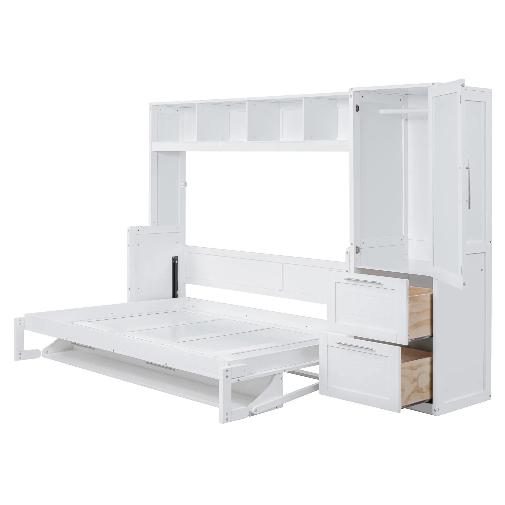 Murphy Bed with Closet, Drawers, 107.5