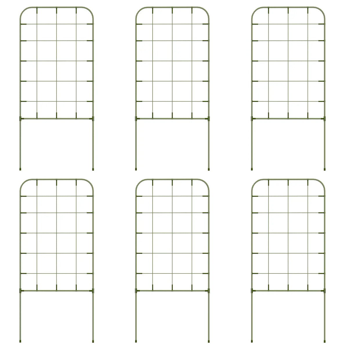 6-Piece Plant Support Set, Steel Trellis, 40 x 90 cm, Green Plant Stands Green at Gallery Canada