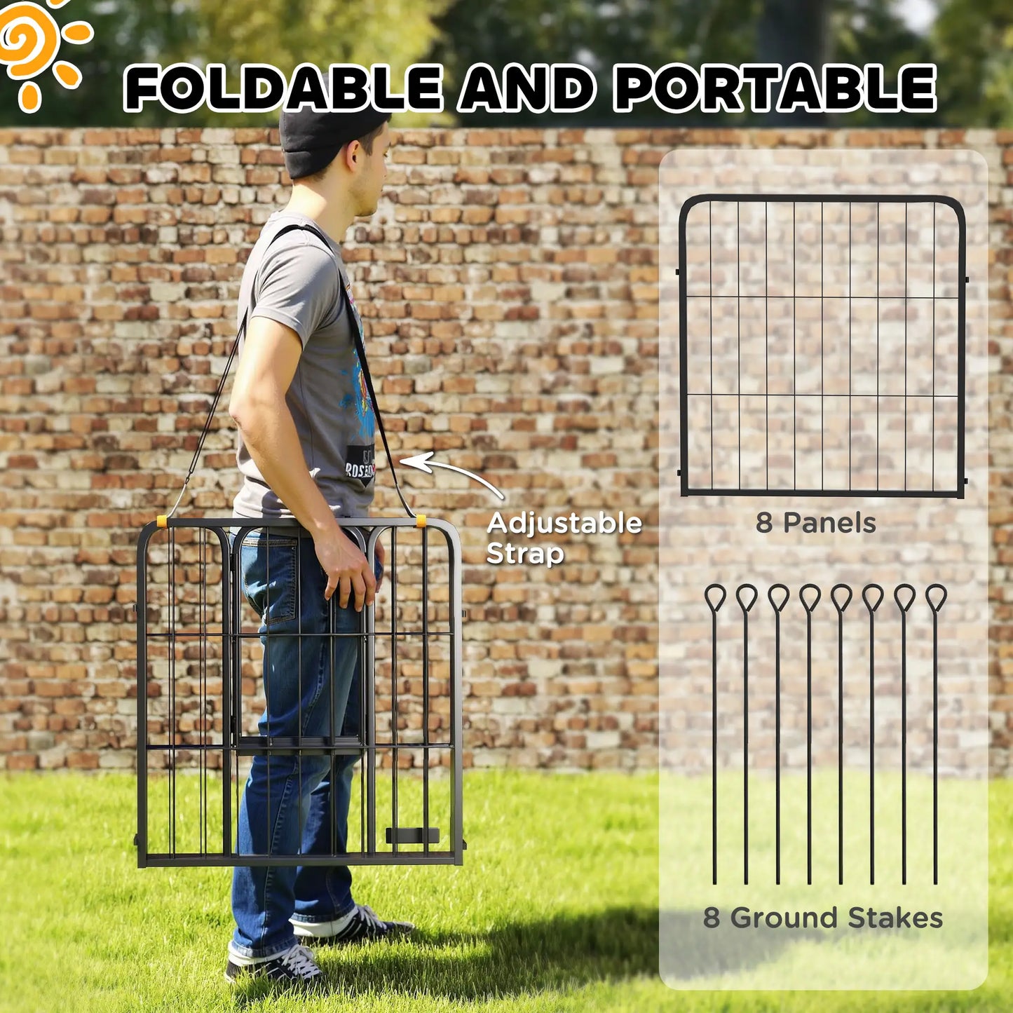 24" Dog Playpen, Portable Foldable 8 Panels, Indoor Outdoor Houses, Kennels & Pens at Gallery Canada