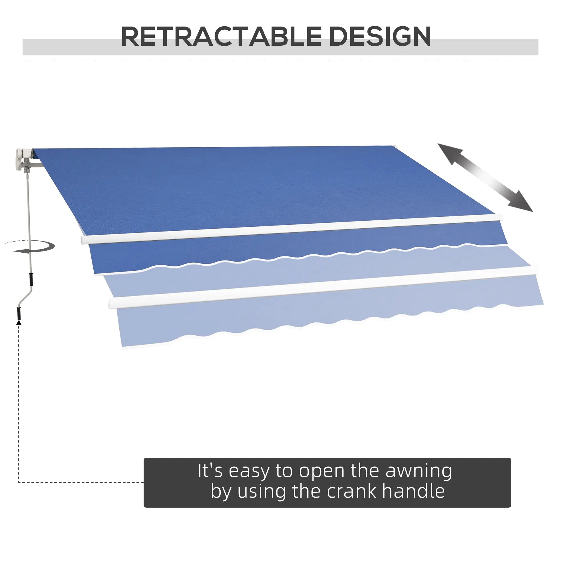 12' x 10' Manual Retractable Awning, Adjustable Sunshade, Dark Blue Patio Awnings at Gallery Canada