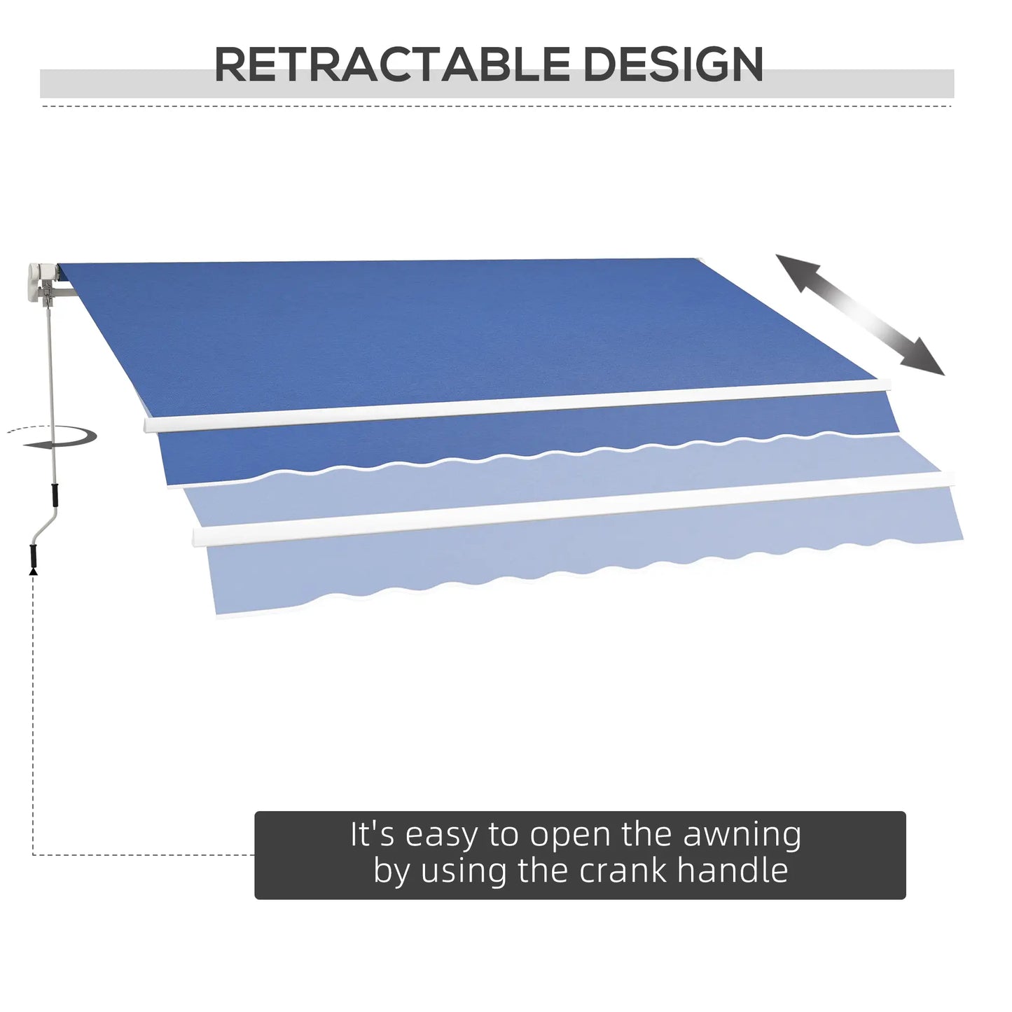 12' x 10' Manual Retractable Awning, Adjustable Sunshade, Dark Blue Patio Awnings at Gallery Canada