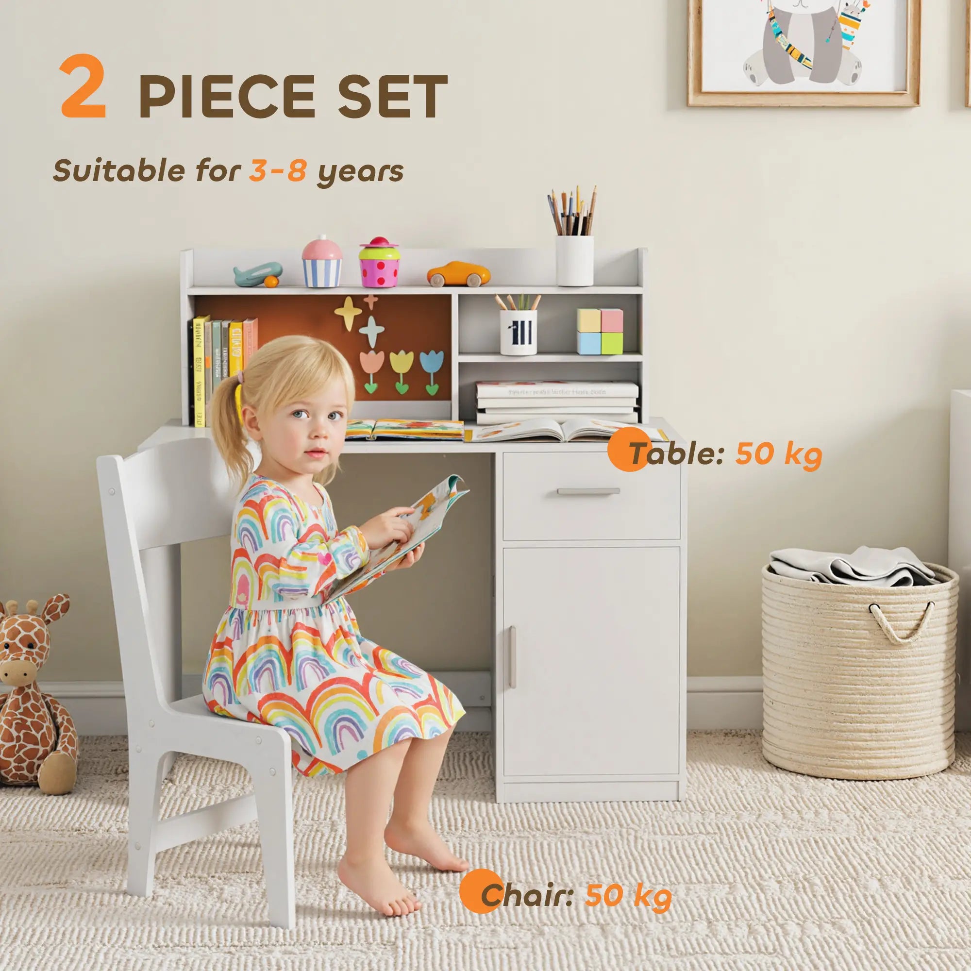 Kids Desk and Chair Set with Storage Hutch, Drawer, Cabinet Kids Desk Sets at Gallery Canada