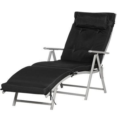 Outdoor Folding Chaise Lounge, Adjustable Backrest, Black Lounger Chairs at Gallery Canada
