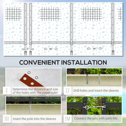 4 Panel Swimming Pool Fence, Aluminum Rustproof, 4' x 12', Black Garden Fences at Gallery Canada