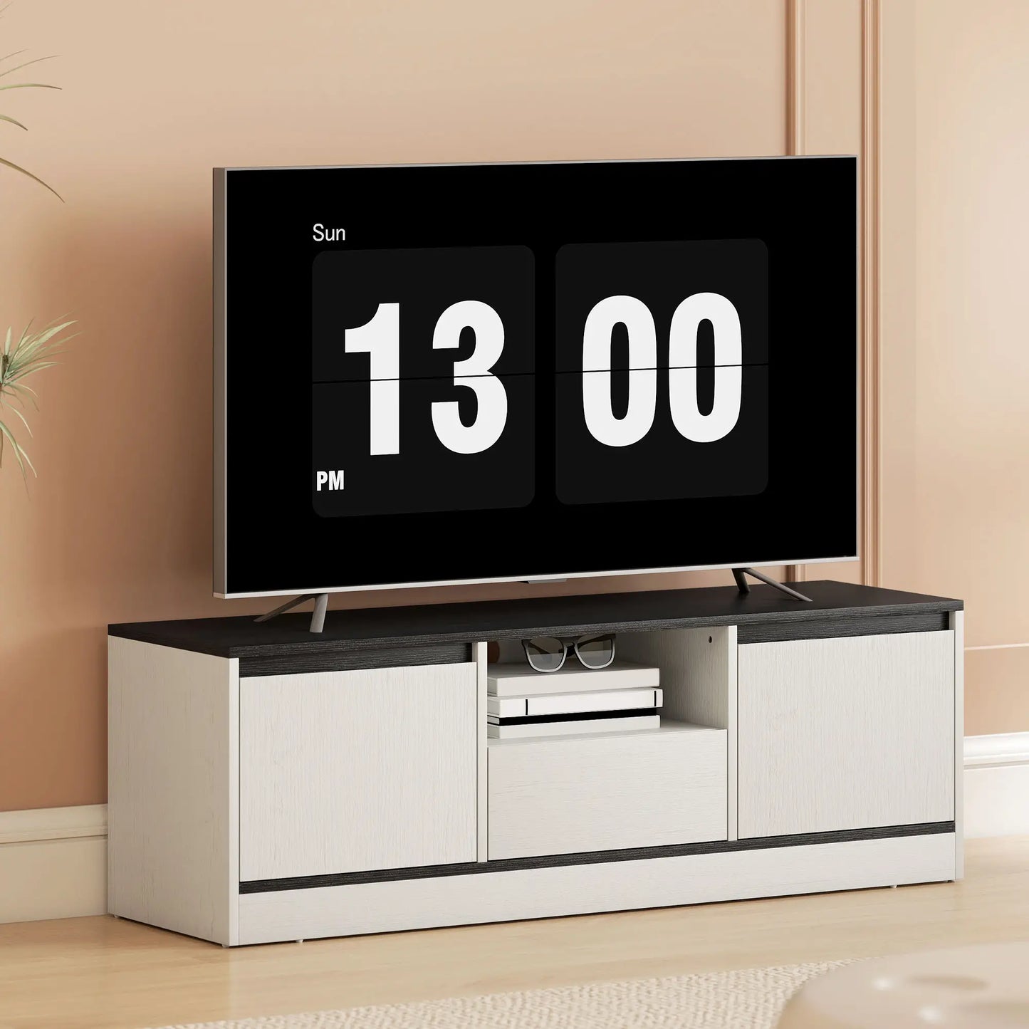 TV Stand For 43-55 Inch TV, Entertainment Center With Cabinets, White TV Stands at Gallery Canada