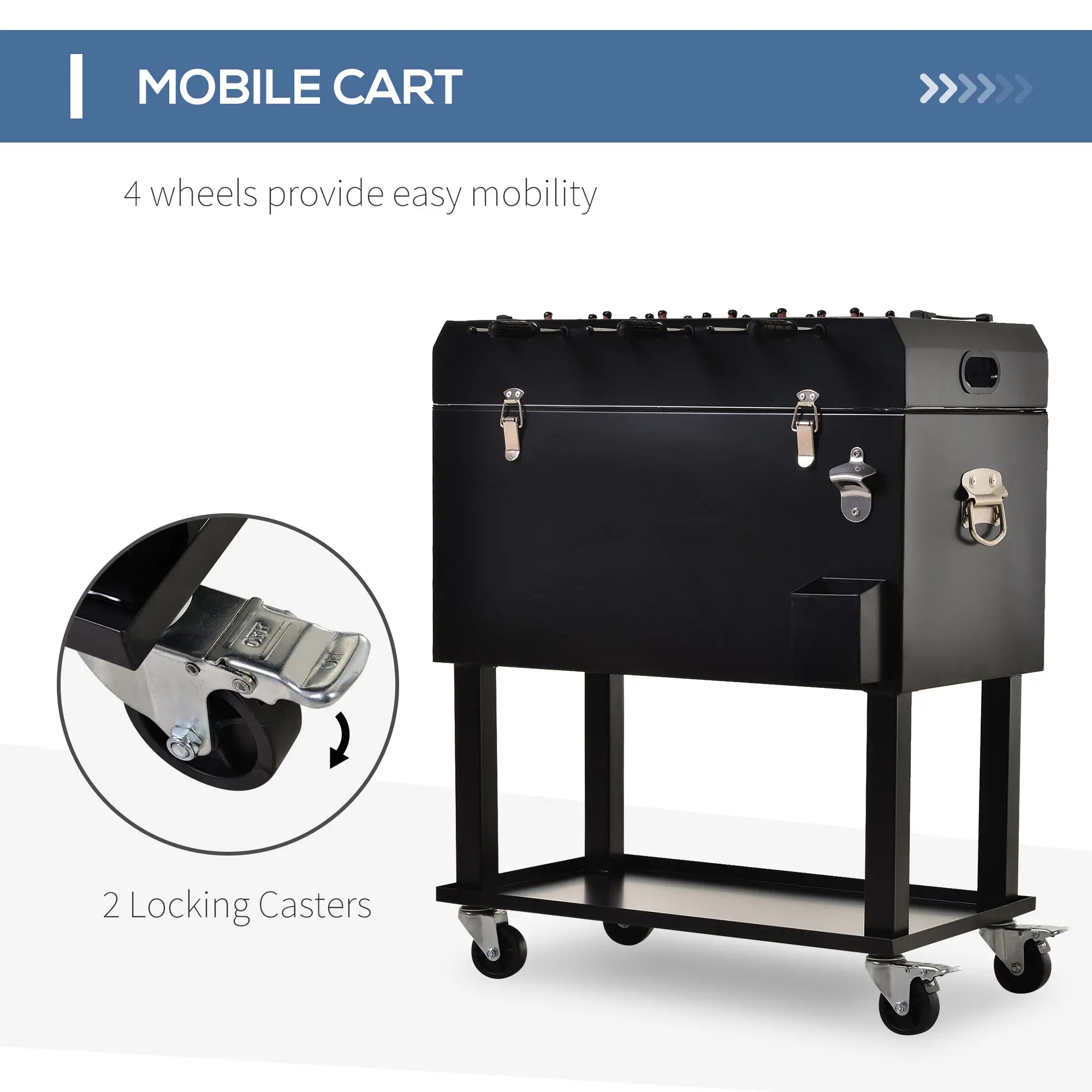 68QT Portable Cooler with Foosball Table Top, Wheels, Tray Shelf, Black Cooler Boxes at Gallery Canada