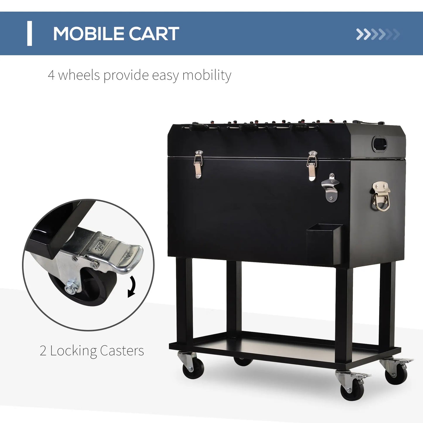 68QT Portable Cooler with Foosball Table Top, Wheels, Tray Shelf, Black Cooler Boxes at Gallery Canada