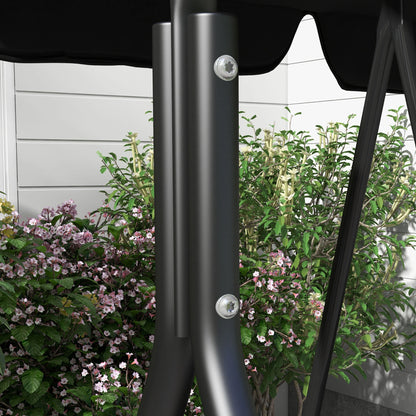 3-Seater Outdoor Porch Swing, Adjustable Canopy, Black Patio Swings with Stand at Gallery Canada