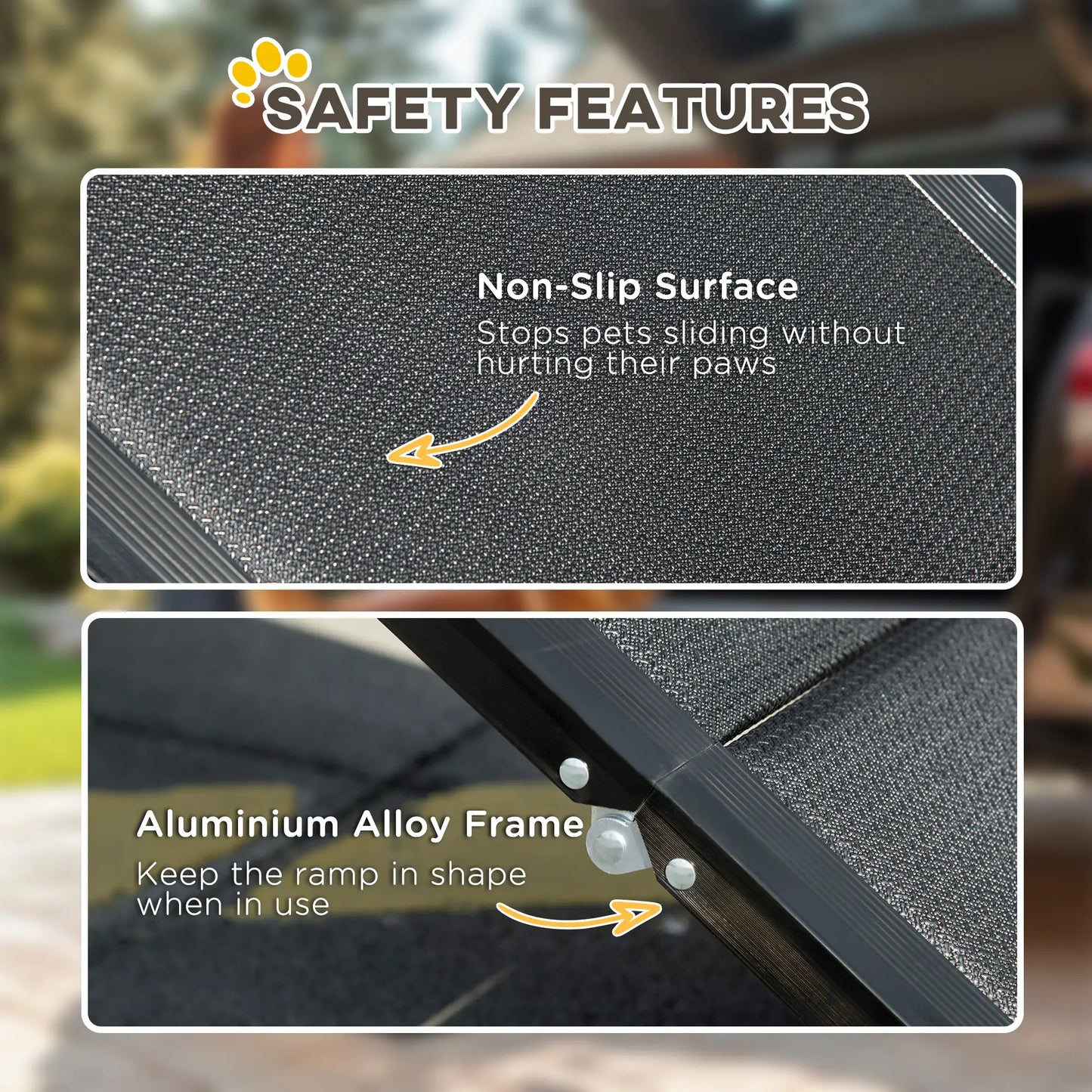 62 Inch Folding Pet Ramp, Lightweight Portable Dog Ramp, Non-Slip Surface, Black Dog Stairs at Gallery Canada