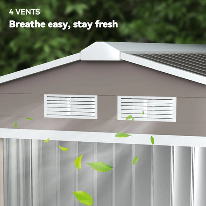 7' x 4' x 6' Metal Storage Shed, Outdoor Patio, Light Brown Sheds at Gallery Canada