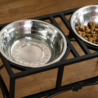 Feeding Station with Sleek and Heavy-Duty Materials, Stainless Steel Elevated Dog Bowls, Black at Gallery Canada