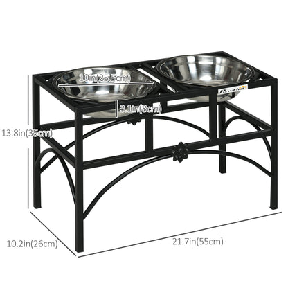 Feeding Station with Sleek and Heavy-Duty Materials, Stainless Steel Elevated Dog Bowls, Black at Gallery Canada
