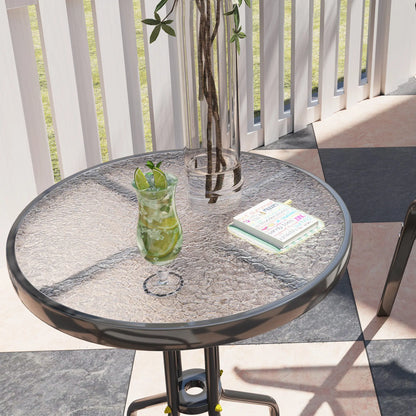 3 Piece Bistro Set, Stackable Mesh Chairs, Glass Table, Beige Bistro Sets at Gallery Canada