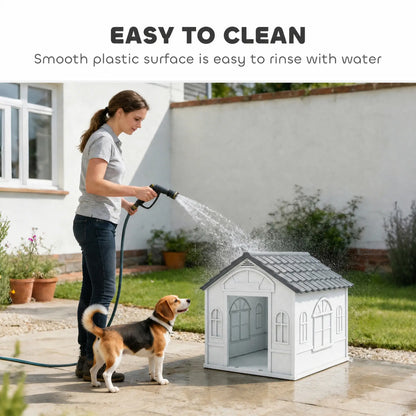 26" Plastic Dog House, Outdoor with Air Vents, Small Medium Dogs, Grey Houses, Kennels & Pens at Gallery Canada