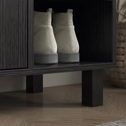 Double Door Shoe Storage, Open Shelves, 17 Pair Organizer, Black Shoe Storage Cabinets & Racks at Gallery Canada