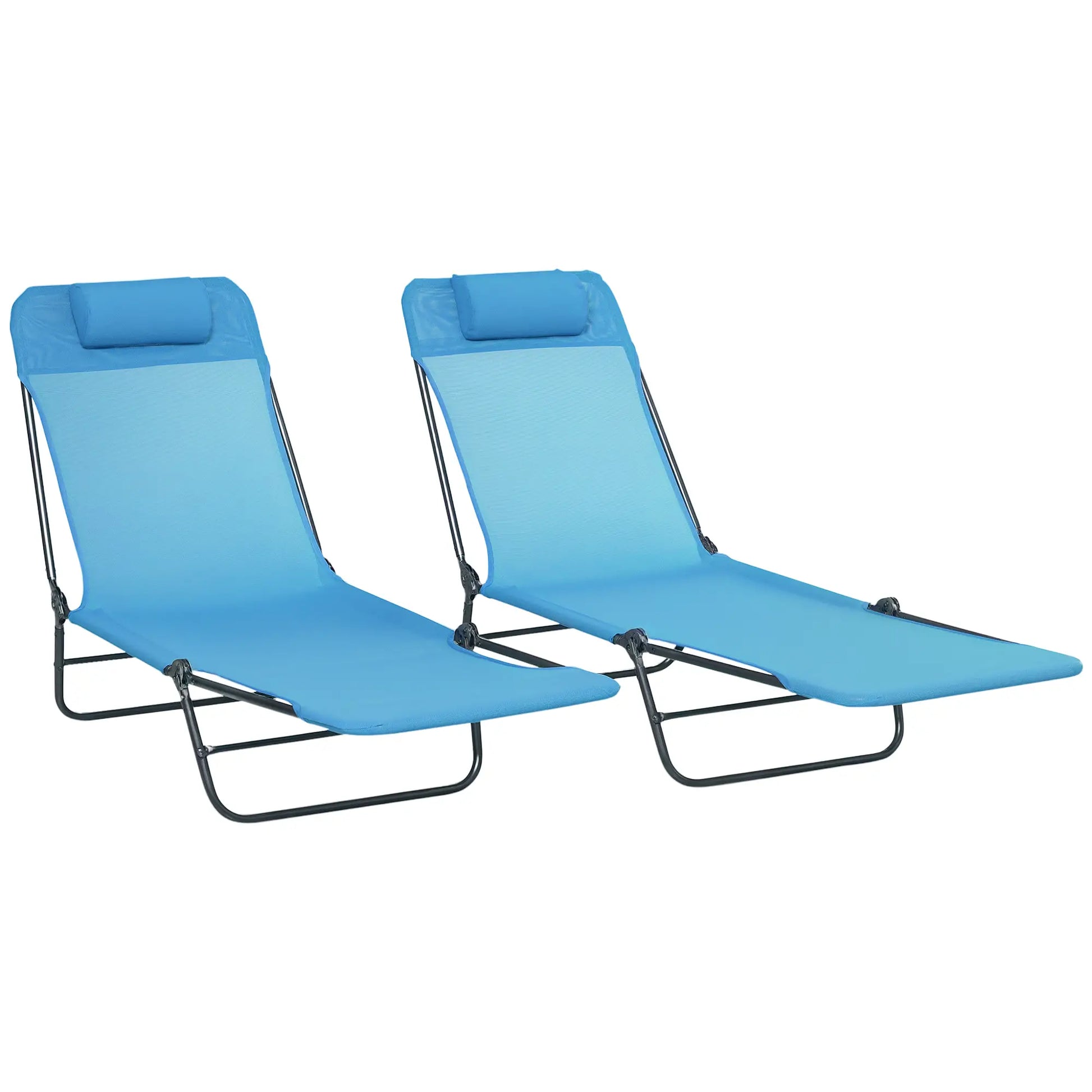 Folding Chaise Lounge Chairs Set of 2, Outdoor Reclining, Blue Lounger Chairs at Gallery Canada