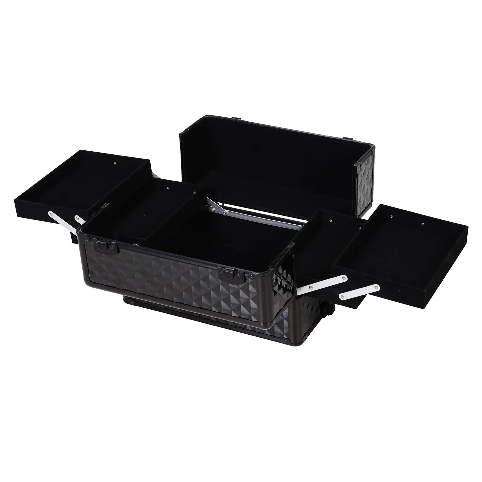 Portable Aluminum Makeup Train Case, 4 in 1, 2 Wheels, Multiple Compartments Makeup Cases at Gallery Canada