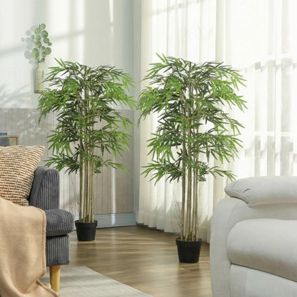 5FT Artificial Bamboo Tree Set, 1095 Leaves, Nursery Pot, Green Artificial Trees at Gallery Canada