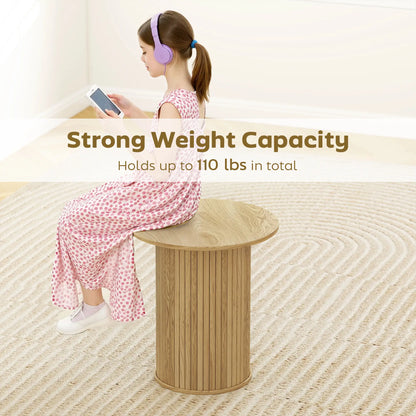 Round Side Table, Fluted Accent End Table, Narrow Nightstand, Oak Side Tables at Gallery Canada