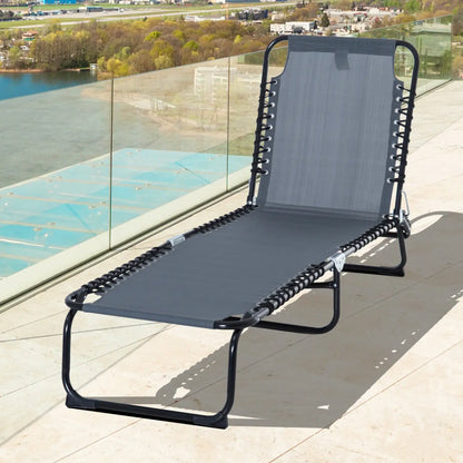 Adjustable Folding Lounge Chair, 4-Level Reclining, Grey Lounger Chairs at Gallery Canada