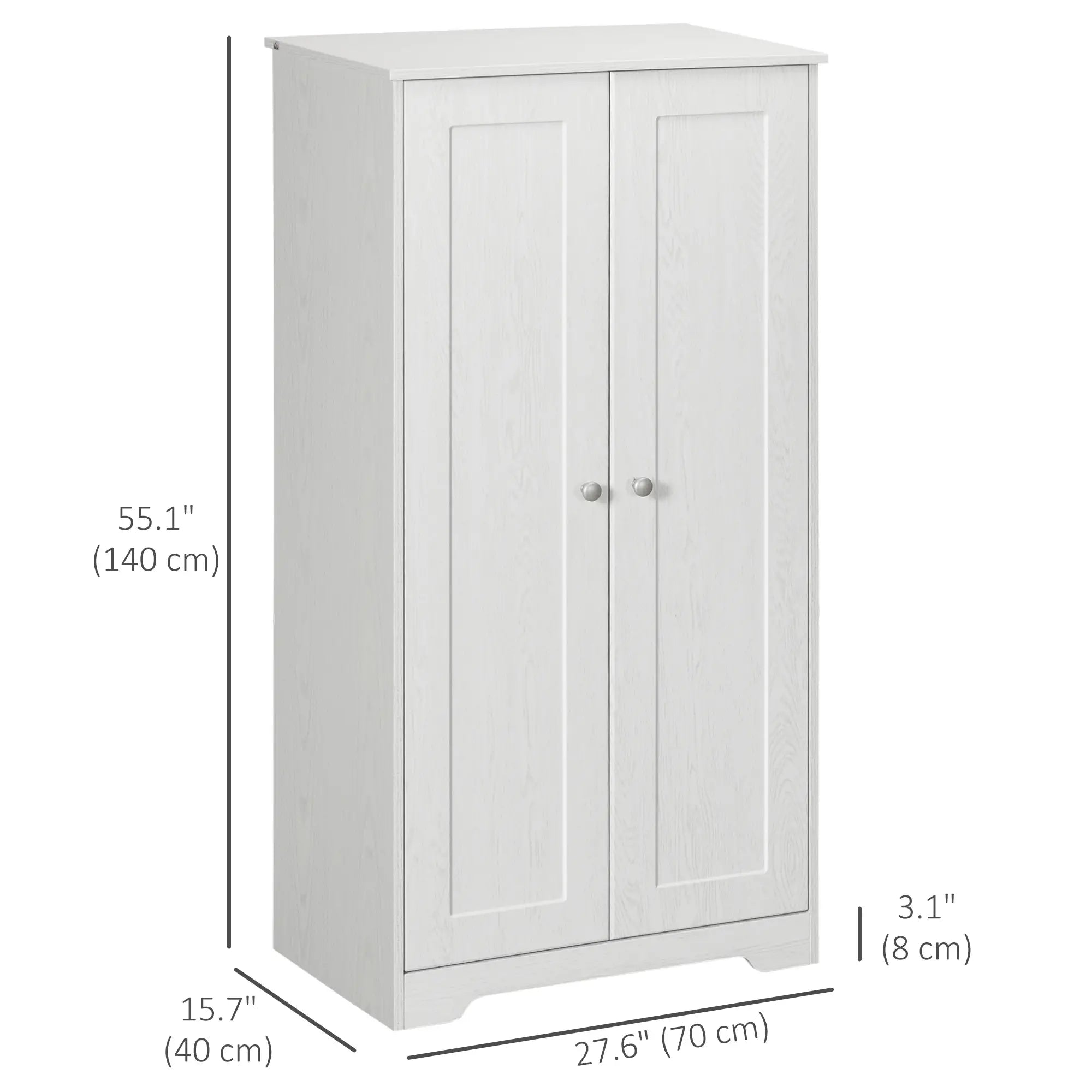 Kitchen Storage Cabinet, 2 Door Pantry with Adjustable Shelves, Distressed White, White Storage Cabinets at Gallery Canada