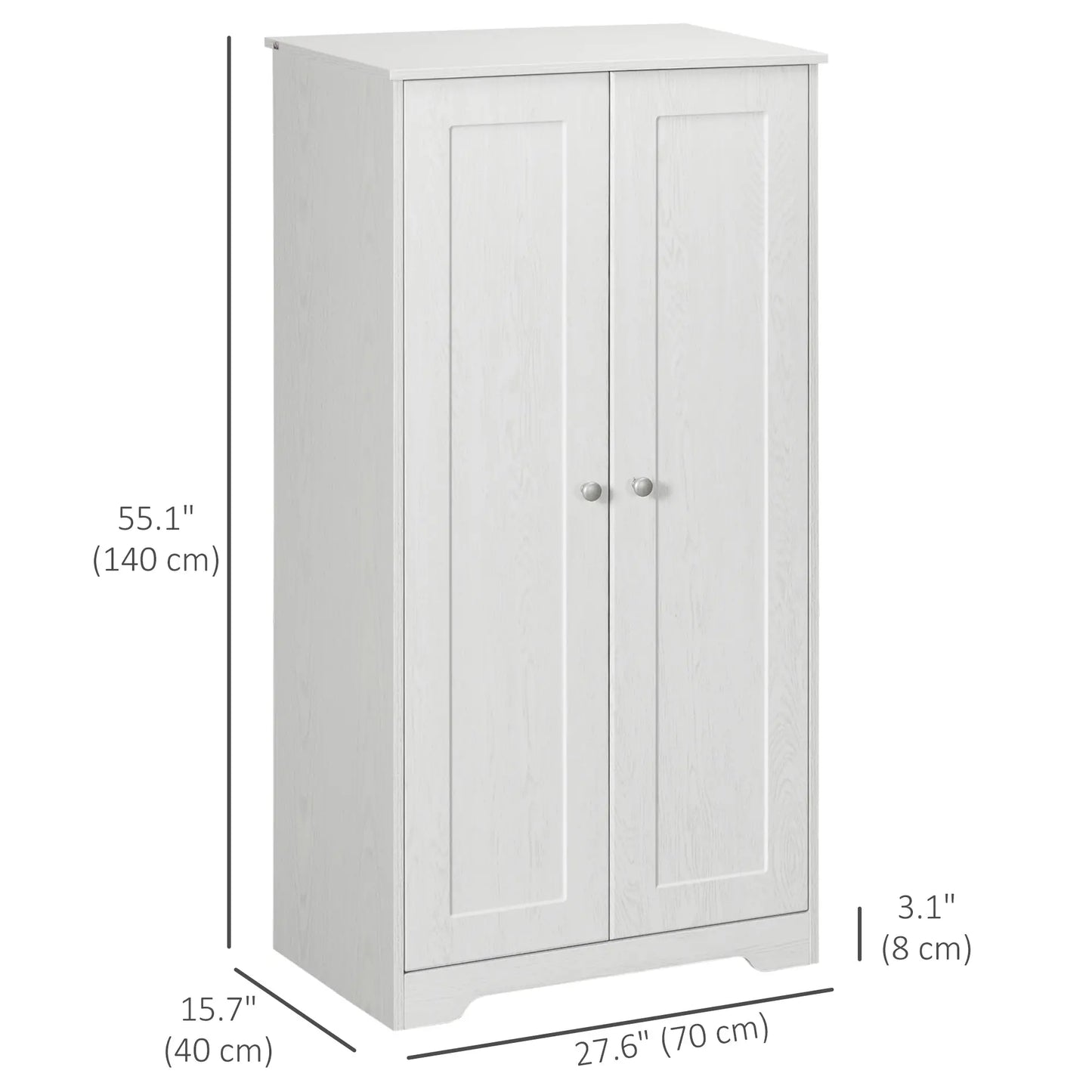 Kitchen Storage Cabinet, 2 Door Pantry with Adjustable Shelves, Distressed White, White Storage Cabinets at Gallery Canada