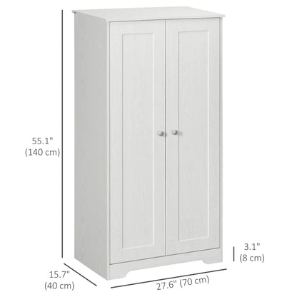 Kitchen Storage Cabinet, 2 Door Pantry with Adjustable Shelves, Distressed White, White Storage Cabinets at Gallery Canada
