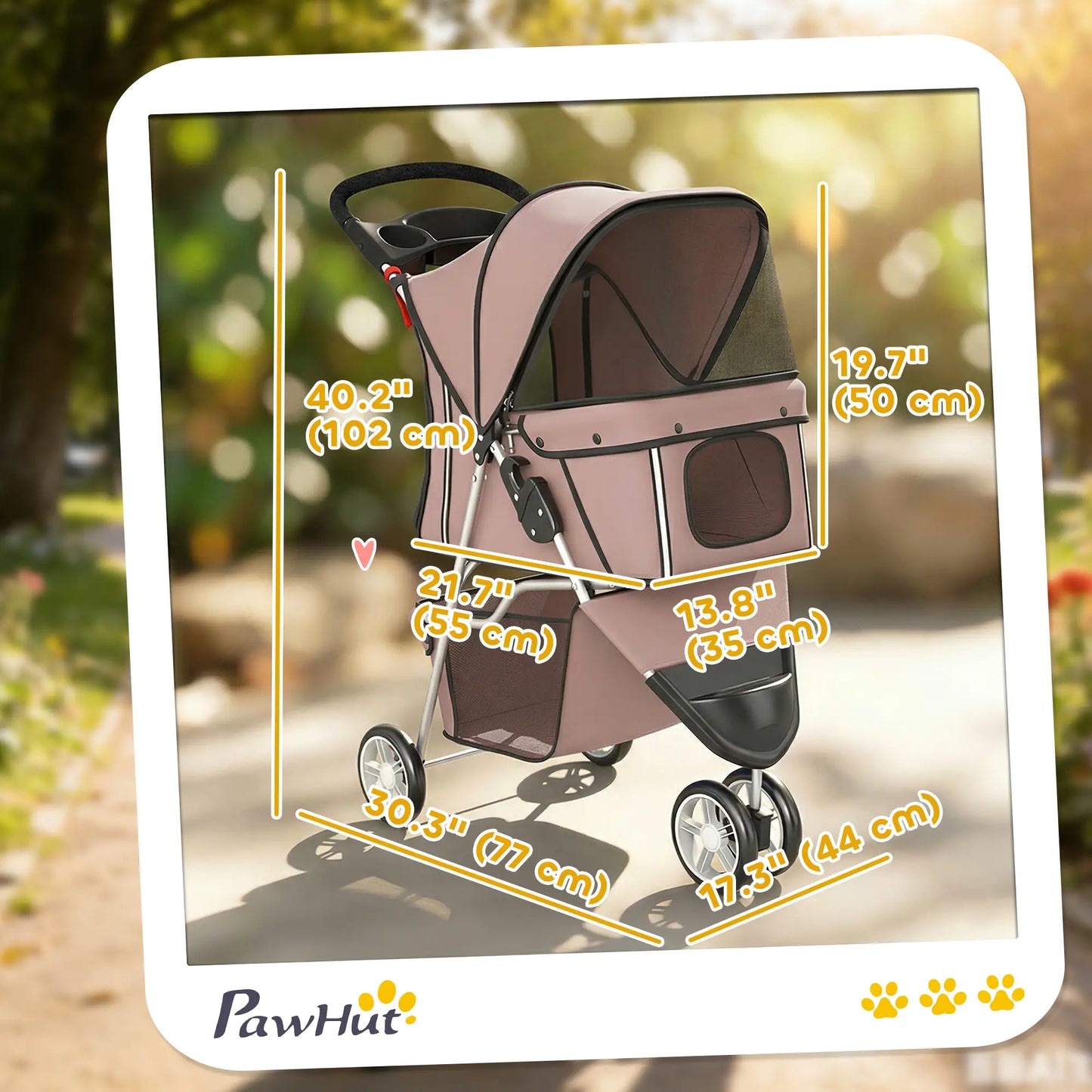 3 Wheels Foldable Dog Stroller, Storage Basket, Adjustable Canopy, Coffee Dog Bike Trailers & Strollers at Gallery Canada