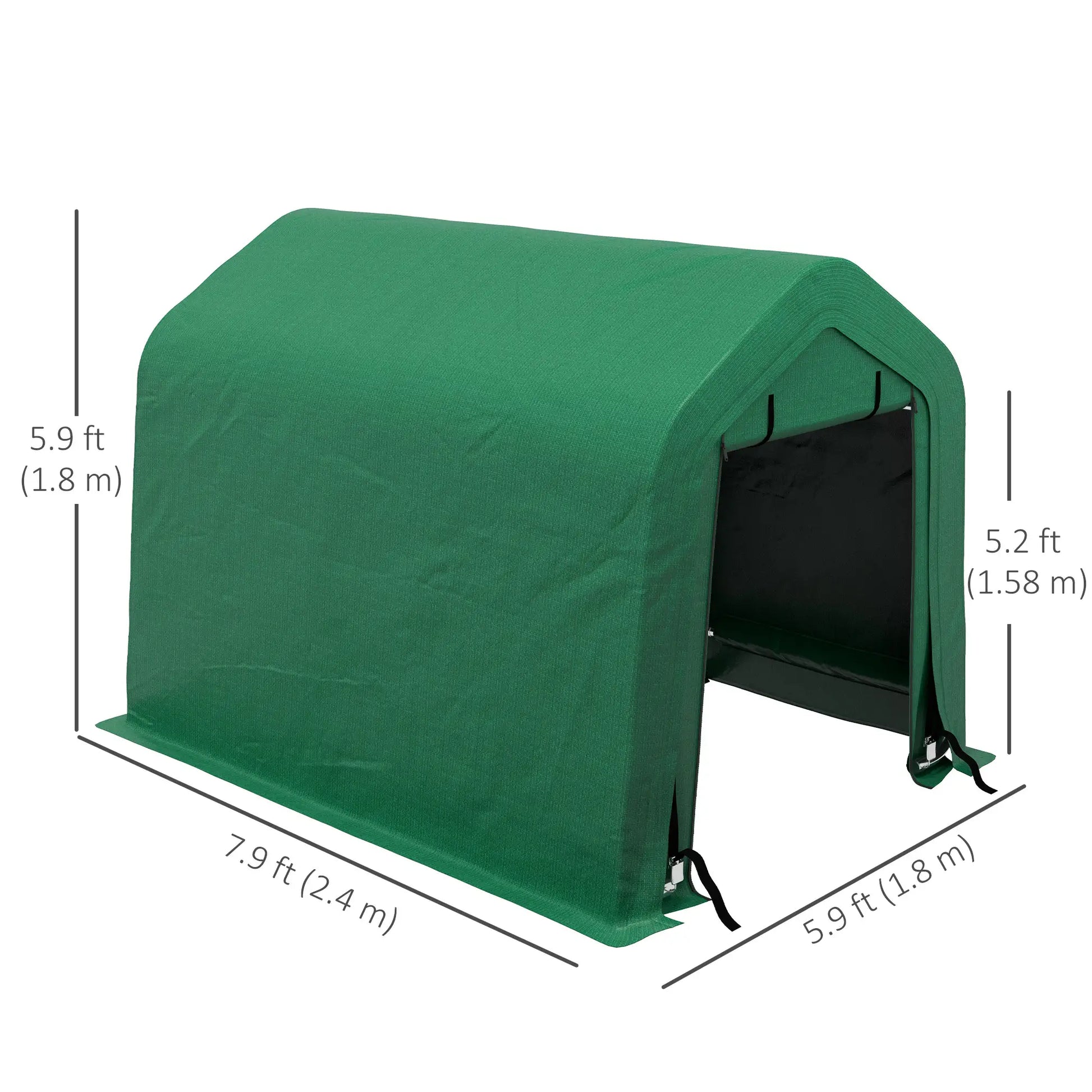 8' x 6' Carport, Sidewalls, Roll-up Door, Outdoor Storage, Green Car Shelters at Gallery Canada