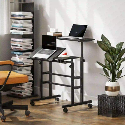 Mobile Stand Up Desk, Height and Angle Adjustable with Wheels, Black Computer Desks at Gallery Canada