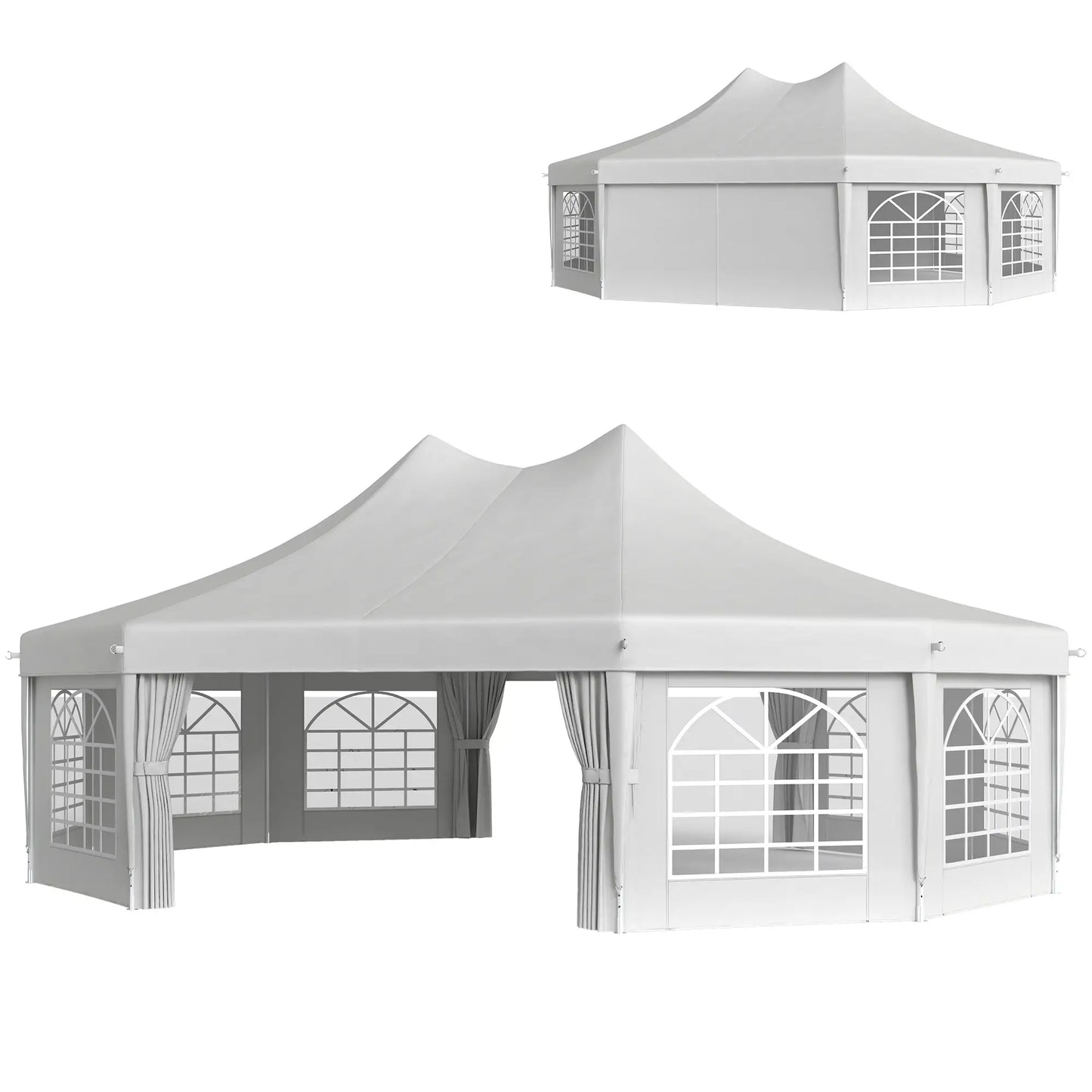 21' x 29' White Wedding Tent, High Peak Decagonal Gazebo With Removable Walls, White Canopy Tents White at Gallery Canada