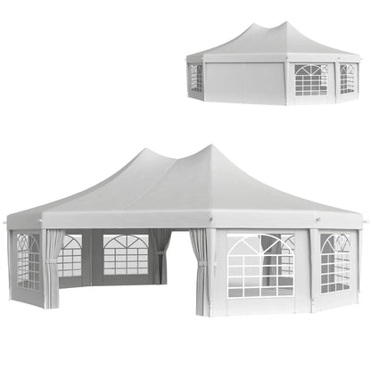 21' x 29' White Wedding Tent, High Peak Decagonal Gazebo With Removable Walls, White Canopy Tents White at Gallery Canada