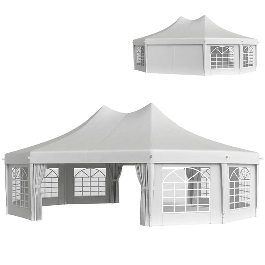 21' x 29' White Wedding Tent, High Peak Decagonal Gazebo With Removable Walls, White Canopy Tents White at Gallery Canada